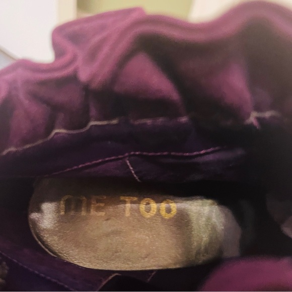 🍇Fabulous Purple Suede Ruffled Top Zip Stiletto Ankle Booties! - Picture 2 of 15